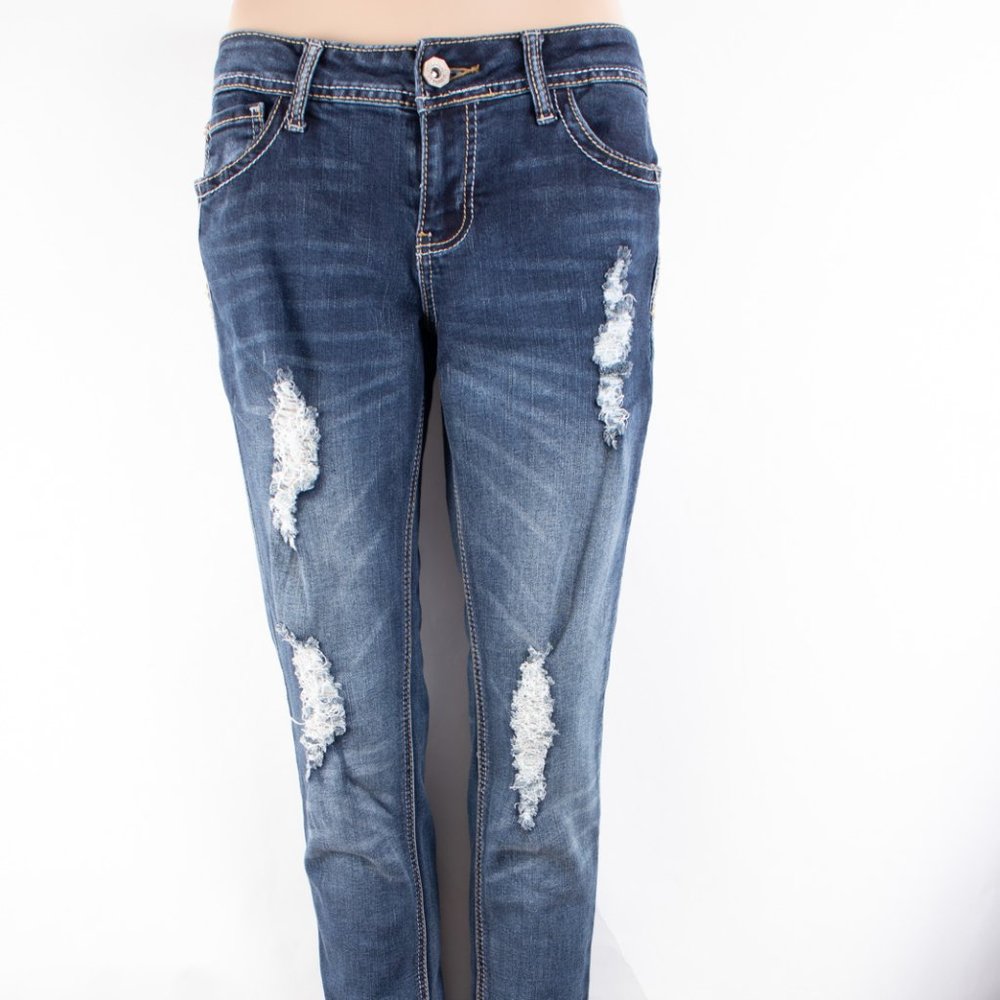 Hydraulic Bailey Crop Skinny 9 10 (30 X 28) Women's Denim Jeans Dark Wash Distre